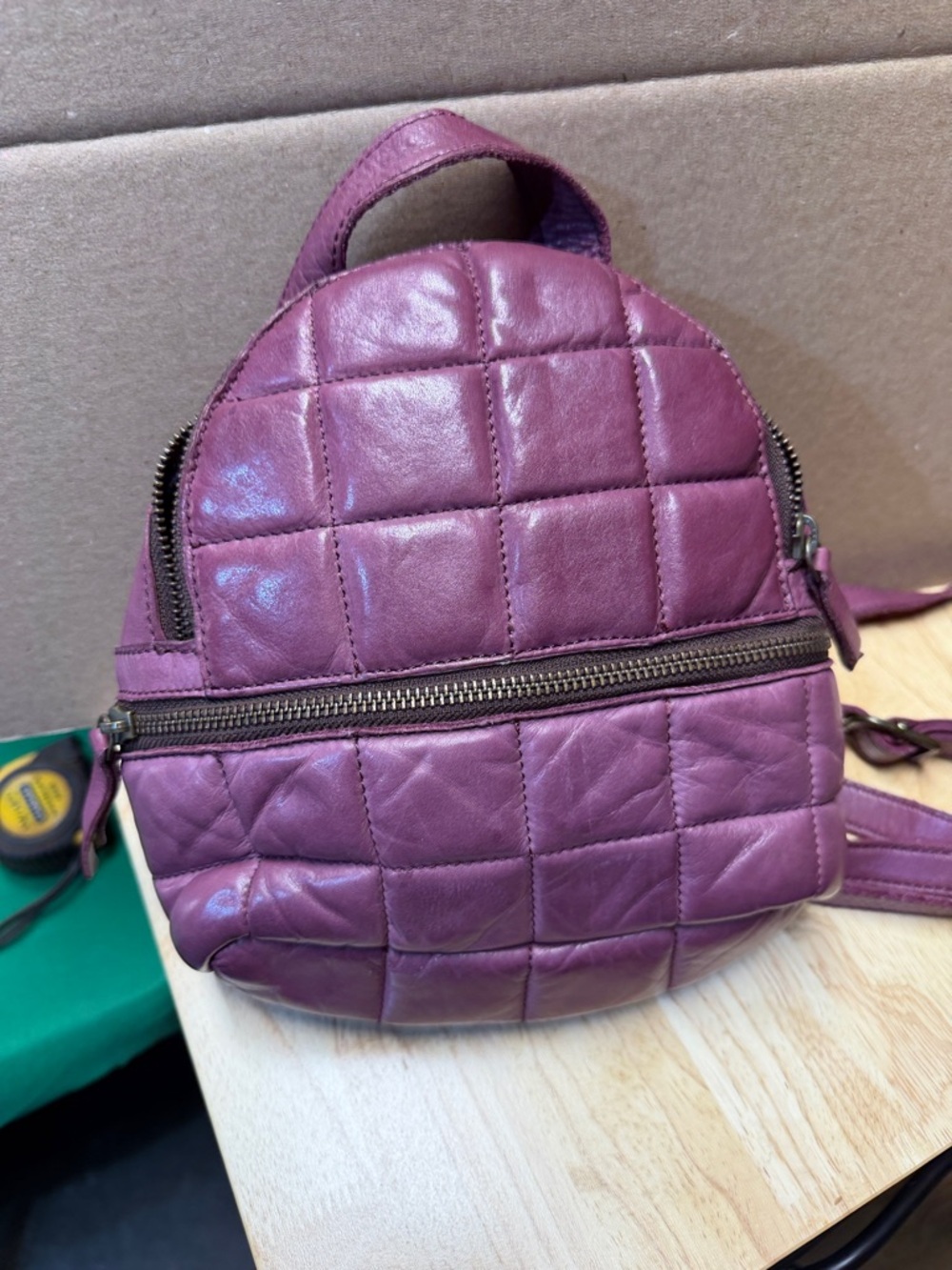 Quilted Small Backpack in Purple